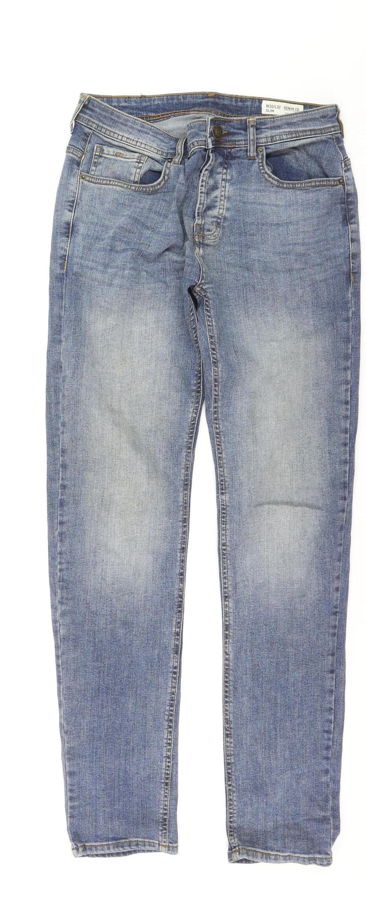 Denim Co. Women's Blue Slim Fit Mid Rise Straight Jeans Size 12