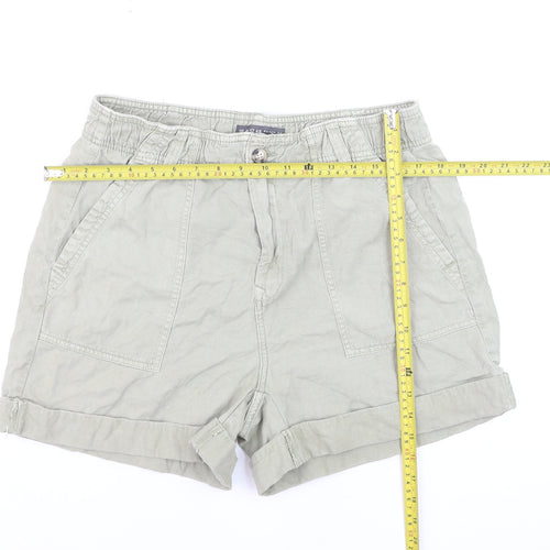 Primark Women’s Beige Chino Shorts Size 16 Cotton Casual Elastic Waist
