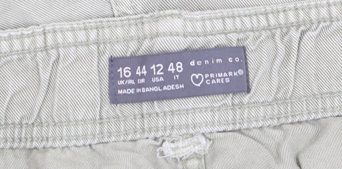 Primark Women’s Beige Chino Shorts Size 16 Cotton Casual Elastic Waist
