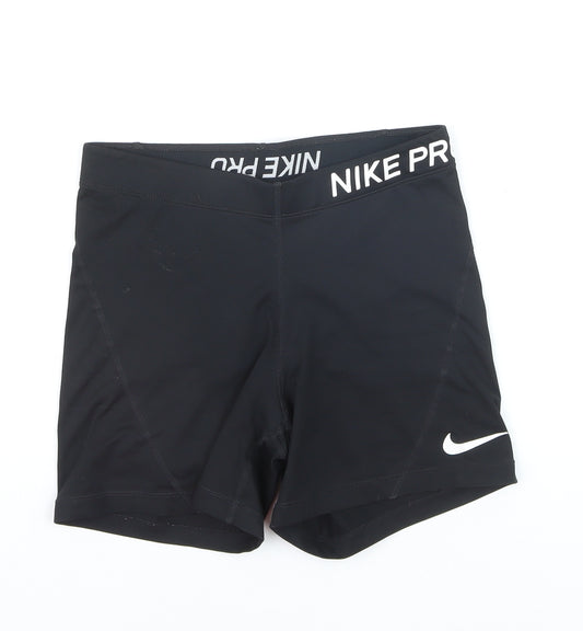 Nike Girls Black Compression Shorts M Activewear Gym Running Slim Fit