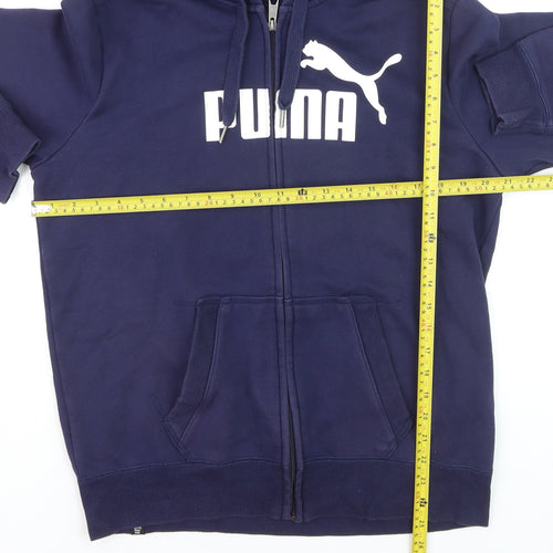 Puma Men's Blue Full Zip Hoodie M Sports Logo Fleece Sweatshirt