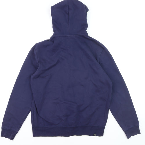 Puma Men's Blue Full Zip Hoodie M Sports Logo Fleece Sweatshirt