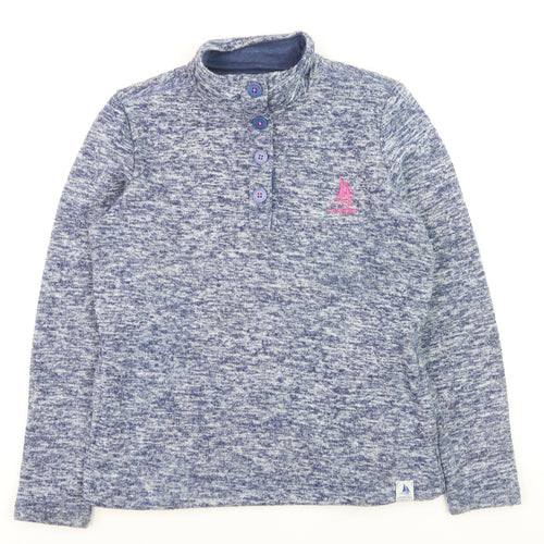 Land & Sea Womens Blue Henley Pullover Sweatshirt Size 12