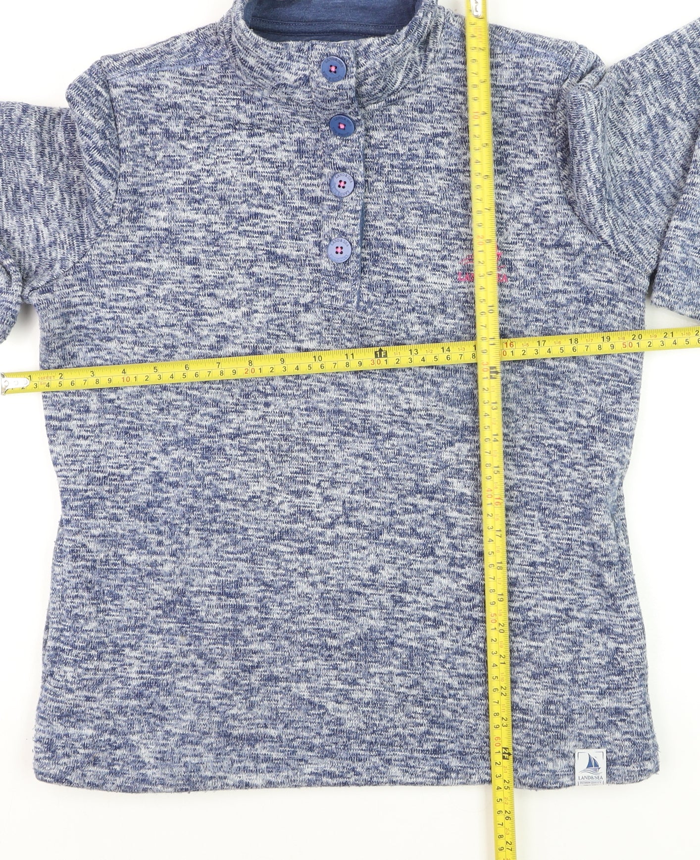 Land & Sea Womens Blue Henley Pullover Sweatshirt Size 12