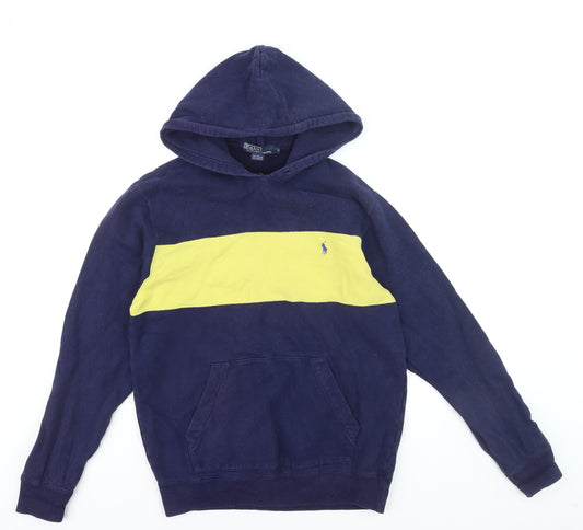 Ralph Lauren Men’s Blue Pullover Hoodie S Classic Fleece Cotton Blend