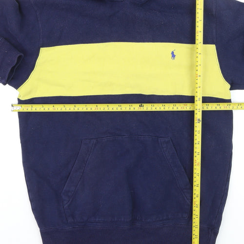 Ralph Lauren Men’s Blue Pullover Hoodie S Classic Fleece Cotton Blend