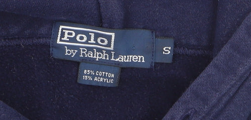 Ralph Lauren Men’s Blue Pullover Hoodie S Classic Fleece Cotton Blend