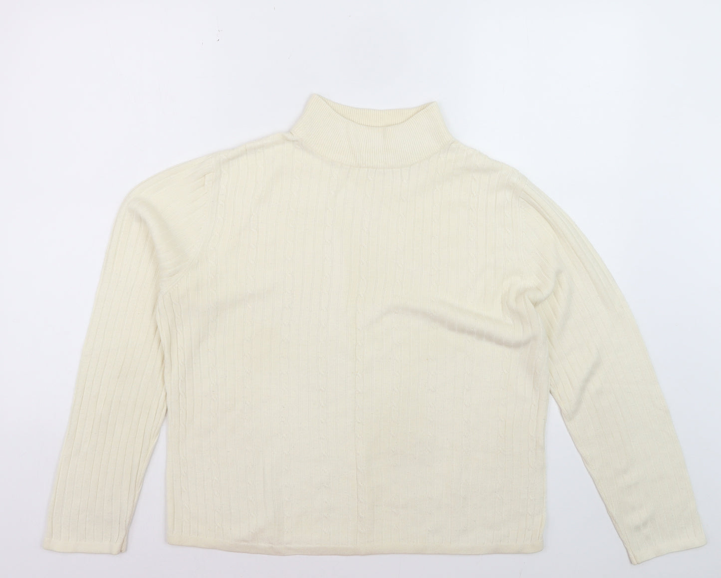 Croft & Barrow Women's Ivory Mock Neck Cable Knit Jumper L