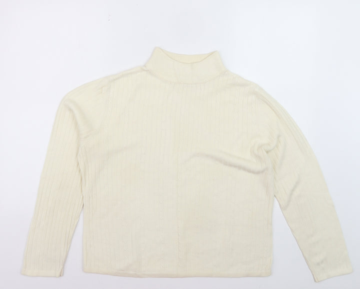 Croft & Barrow Women's Ivory Mock Neck Cable Knit Jumper L