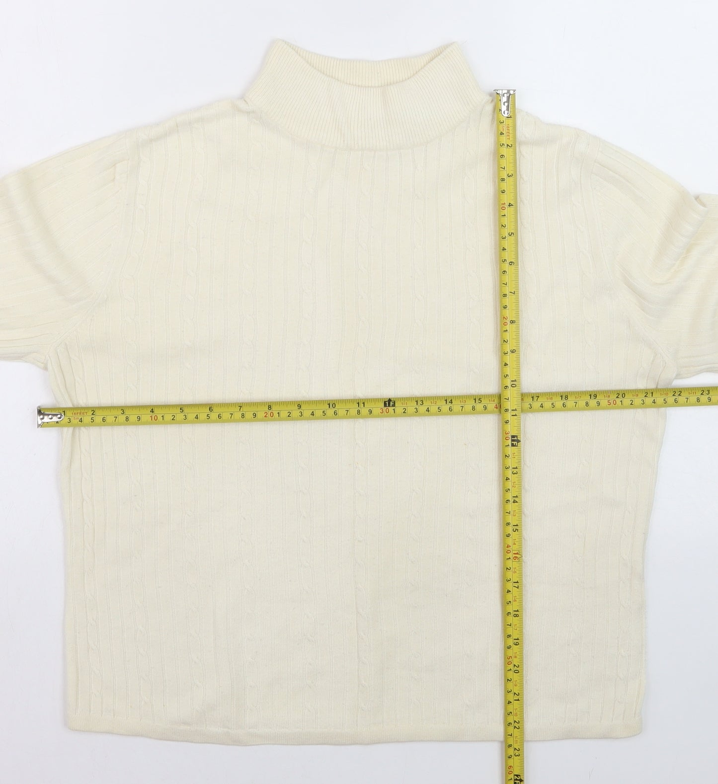Croft & Barrow Women's Ivory Mock Neck Cable Knit Jumper L