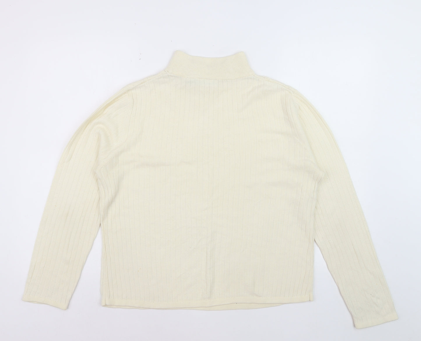 Croft & Barrow Women's Ivory Mock Neck Cable Knit Jumper L