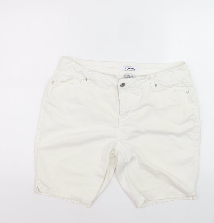 D.Jeans Womens White Chino Shorts Size 12 Petite Cotton Blend