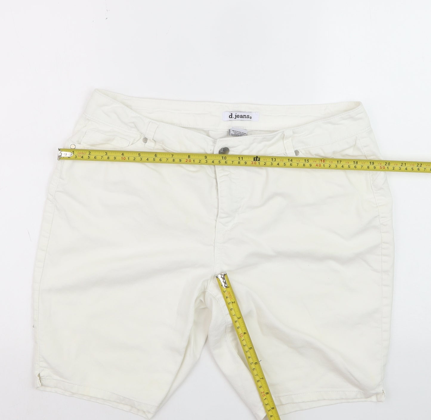 D.Jeans Womens White Chino Shorts Size 12 Petite Cotton Blend