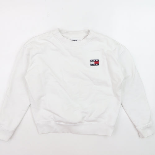 Tommy Jeans Men's White Crew Neck Sweatshirt Size S Classic Style