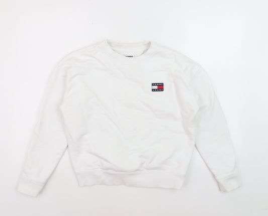 Tommy Jeans Men's White Crew Neck Sweatshirt Size S Classic Style