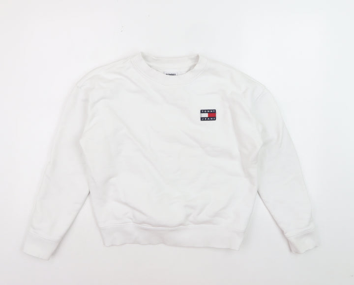 Tommy Jeans Men's White Crew Neck Sweatshirt Size S Classic Style