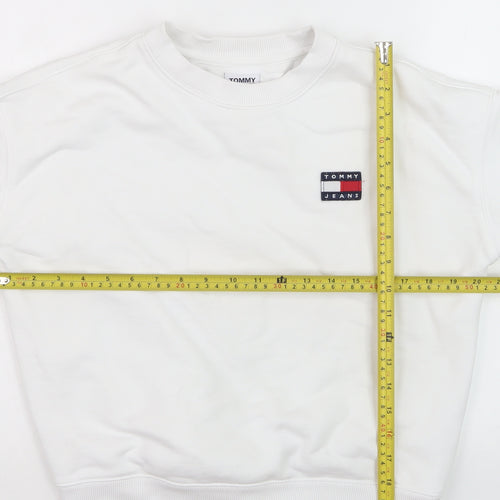 Tommy Jeans Men's White Crew Neck Sweatshirt Size S Classic Style