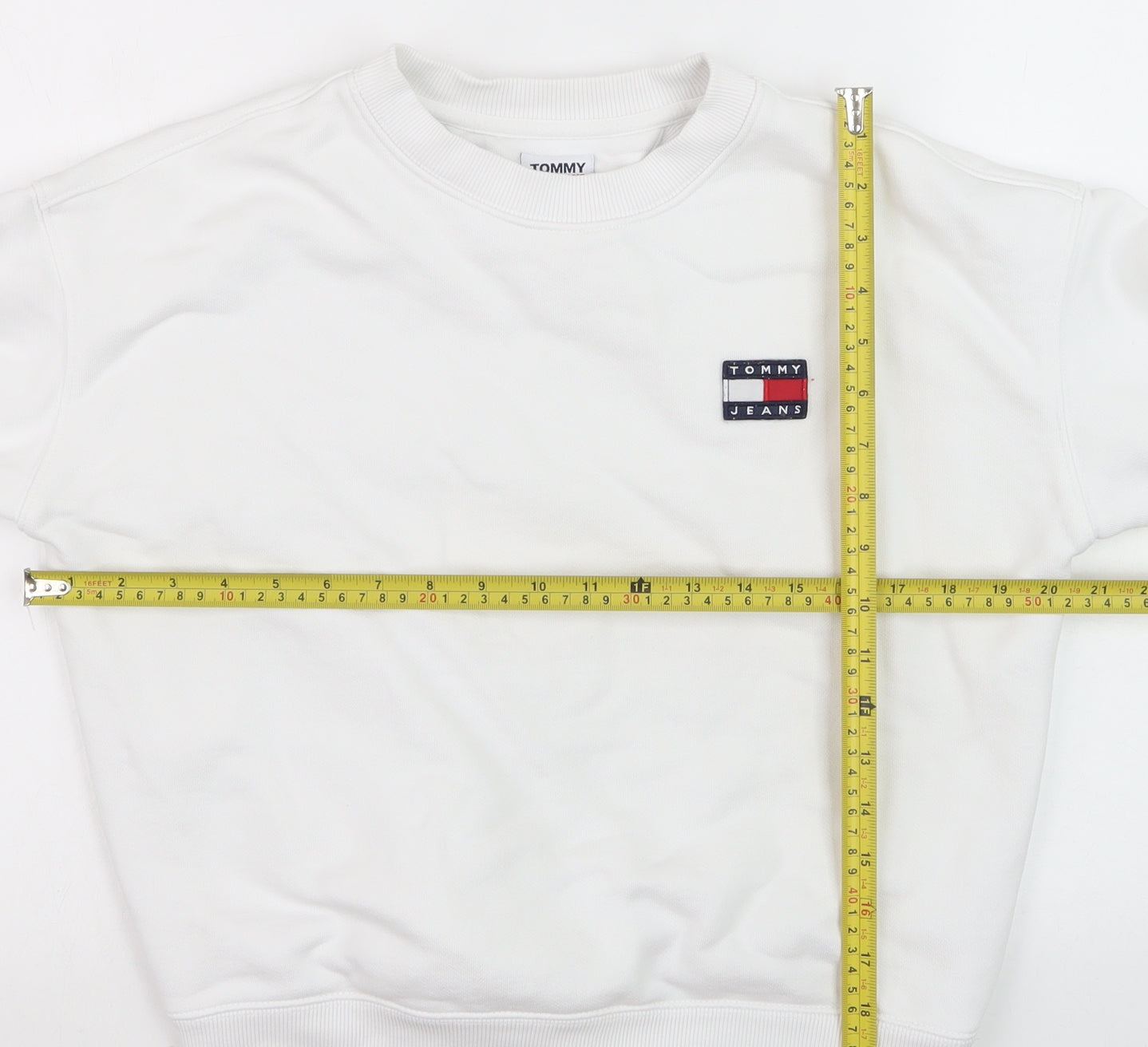 Tommy Jeans Men's White Crew Neck Sweatshirt Size S Classic Style