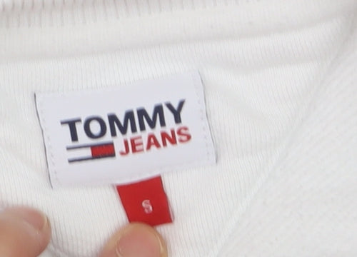 Tommy Jeans Men's White Crew Neck Sweatshirt Size S Classic Style