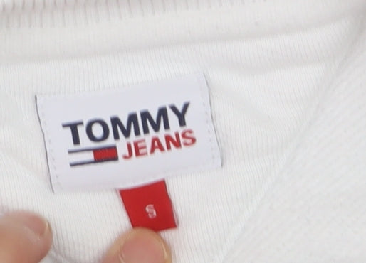 Tommy Jeans Men's White Crew Neck Sweatshirt Size S Classic Style