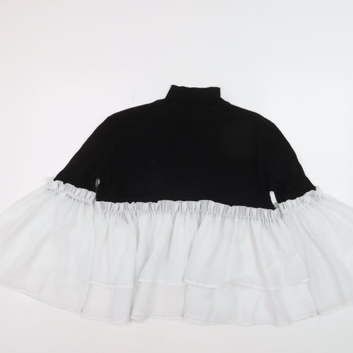 Lost Ink Women Black High Neck Ruffle Flared Sleeve Jumper Size 10