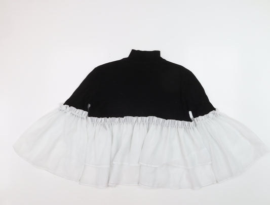 Lost Ink Women Black High Neck Ruffle Flared Sleeve Jumper Size 10