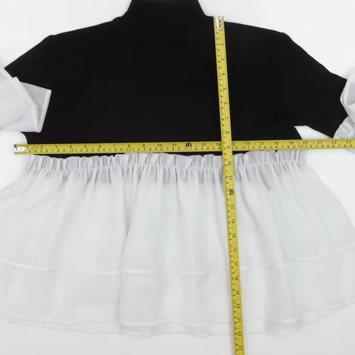 Lost Ink Women Black High Neck Ruffle Flared Sleeve Jumper Size 10