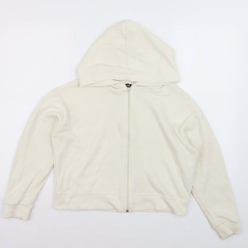 Zara Women Beige Full Zip Hoodie Size S Casual Cotton Blend