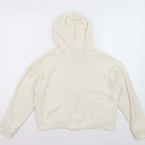 Zara Women Beige Full Zip Hoodie Size S Casual Cotton Blend