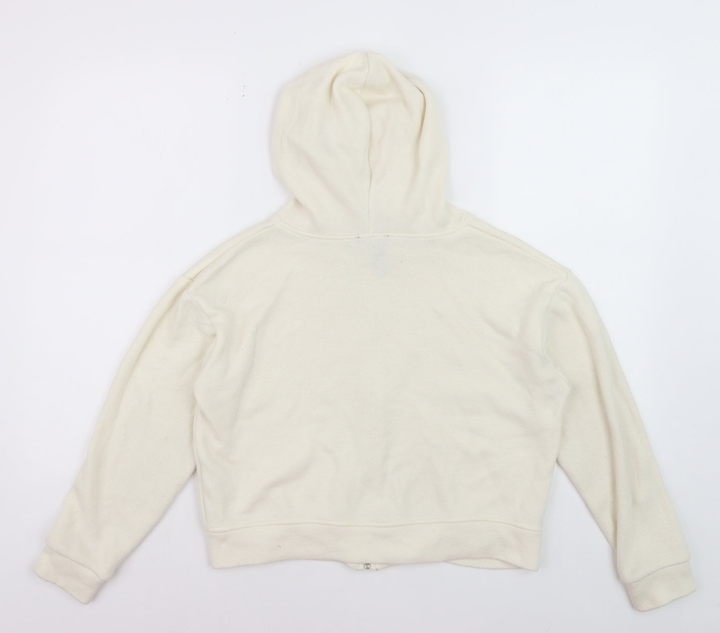 Zara Women Beige Full Zip Hoodie Size S Casual Cotton Blend