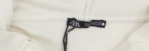Zara Women Beige Full Zip Hoodie Size S Casual Cotton Blend