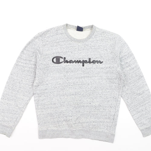 Champion Men's Grey Pullover Sweatshirt Medium Logo Crew Neck