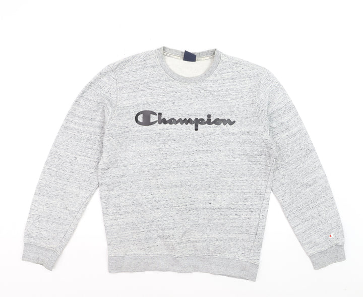 Champion Men's Grey Pullover Sweatshirt Medium Logo Crew Neck