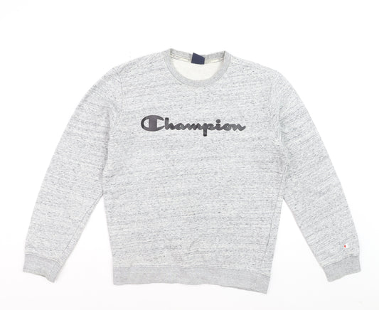 Champion Men's Grey Pullover Sweatshirt Medium Logo Crew Neck