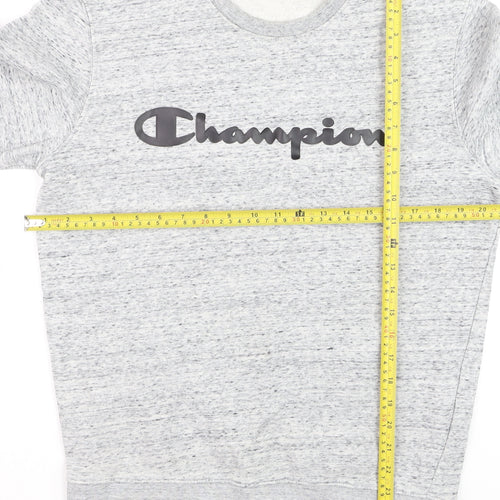 Champion Men's Grey Pullover Sweatshirt Medium Logo Crew Neck