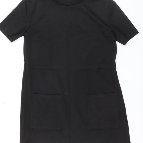 Zara Women Black Short Sleeve Shift Dress Size 8
