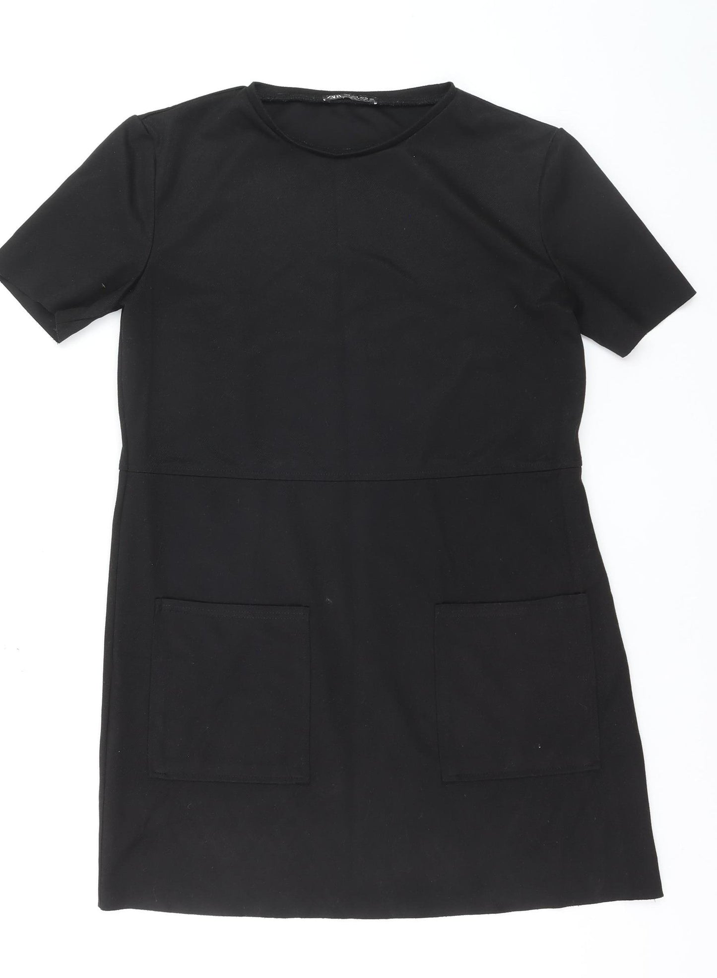 Zara Women Black Short Sleeve Shift Dress Size 8