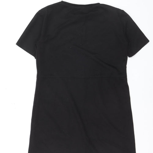 Zara Women Black Short Sleeve Shift Dress Size 8