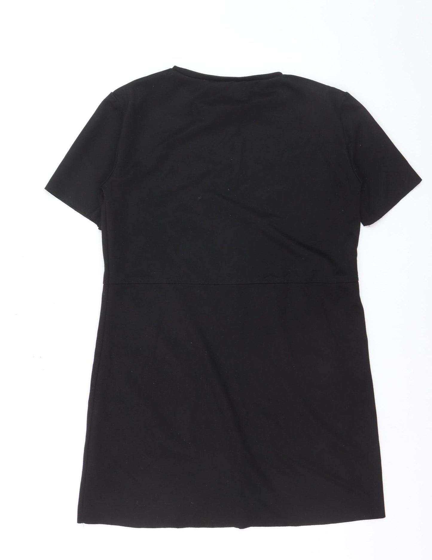 Zara Women Black Short Sleeve Shift Dress Size 8