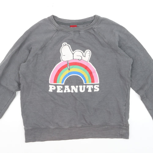 Marks and Spencer Women's Grey Snoopy Peanuts Cotton Pullover Jumper Size 12