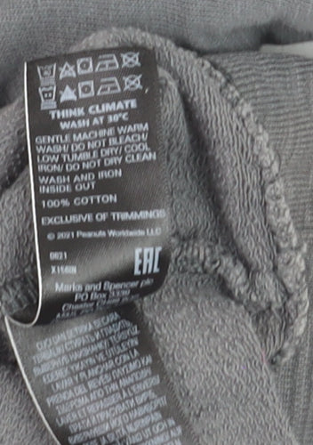 Marks and Spencer Women's Grey Snoopy Peanuts Cotton Pullover Jumper Size 12