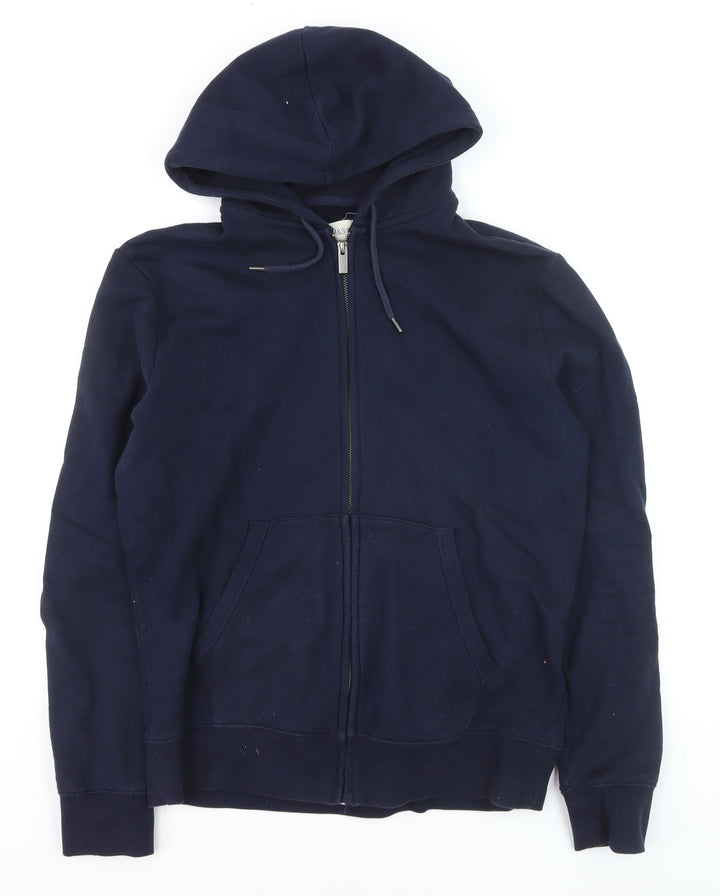 Marks and Spencer Men’s Blue Full Zip Hoodie Size M Cotton