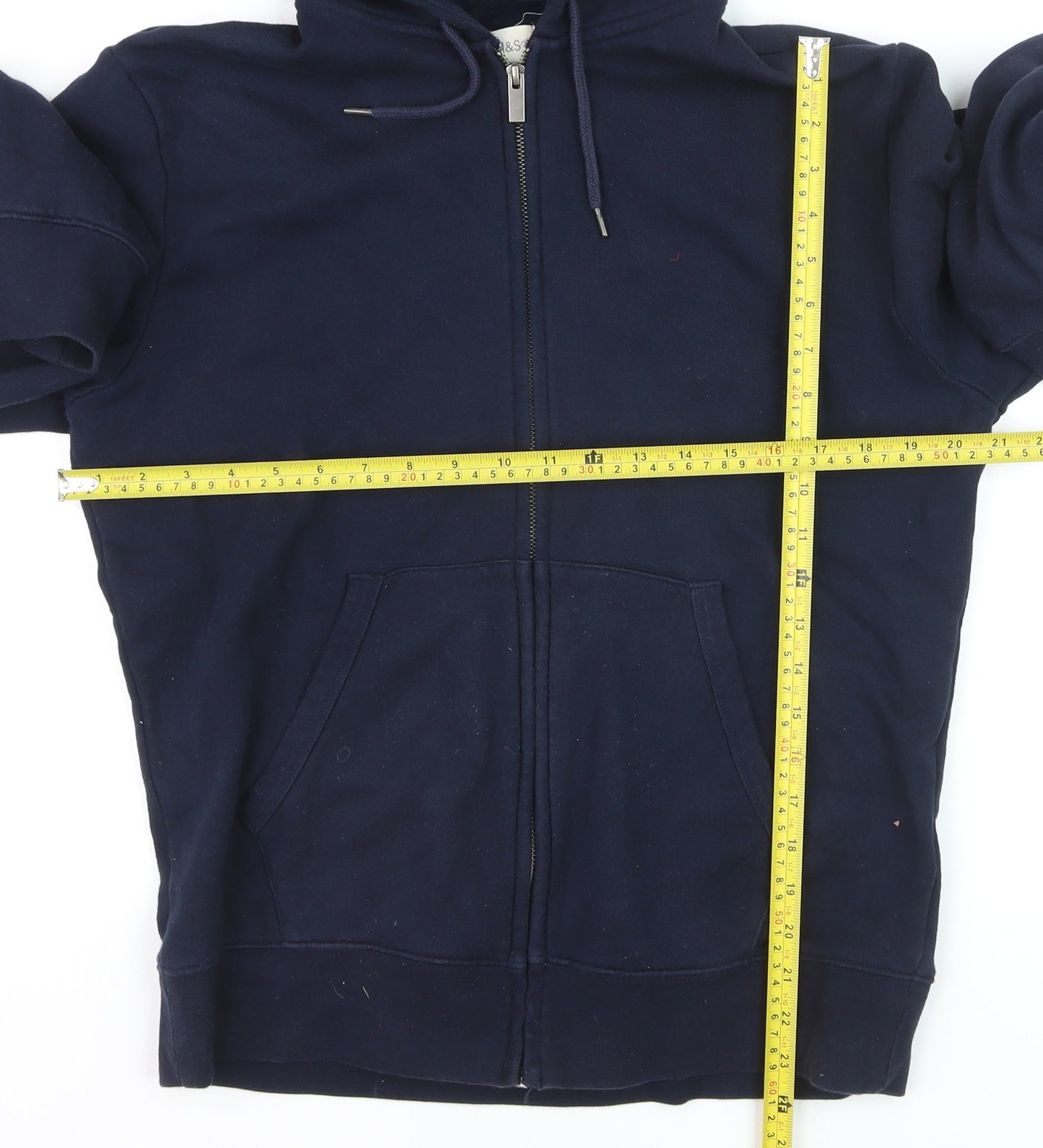 Marks and Spencer Men’s Blue Full Zip Hoodie Size M Cotton