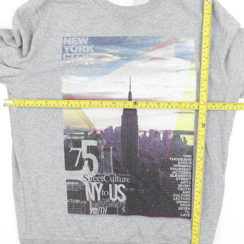 River Island Men's Grey Graphic Print Pullover Sweatshirt M
