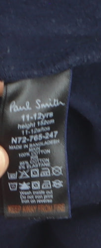 Paul Smith Boys Navy Blue Full Zip Hoodie 11-12 Years Cotton Blend