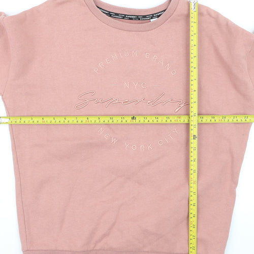 Superdry Women's Pink Pullover Sweatshirt UK 12 Cotton Blend Crew Neck