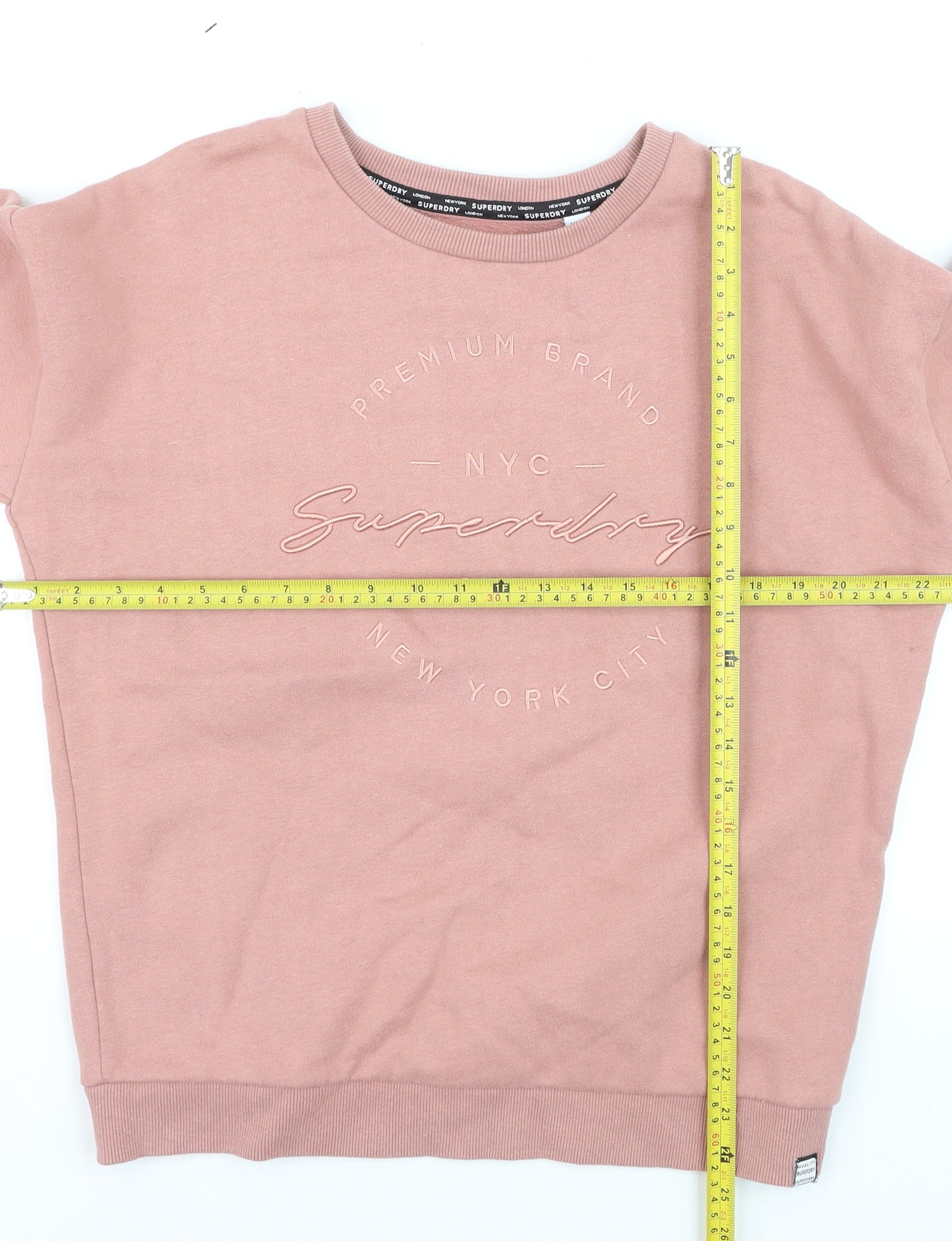 Superdry Women's Pink Pullover Sweatshirt UK 12 Cotton Blend Crew Neck