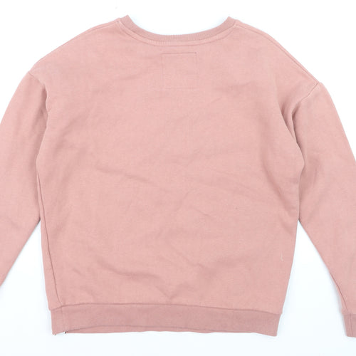 Superdry Women's Pink Pullover Sweatshirt UK 12 Cotton Blend Crew Neck