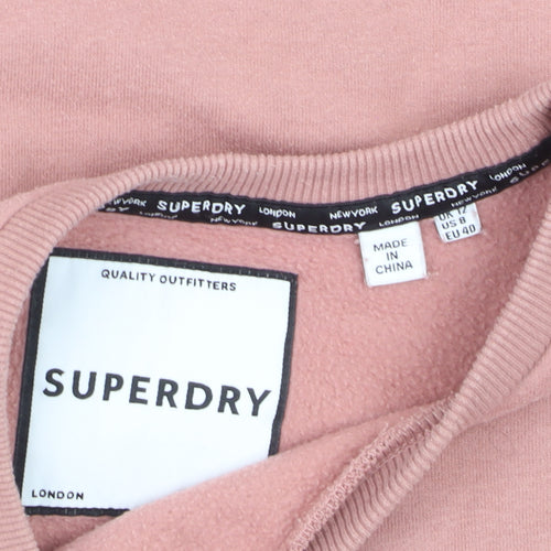 Superdry Women's Pink Pullover Sweatshirt UK 12 Cotton Blend Crew Neck