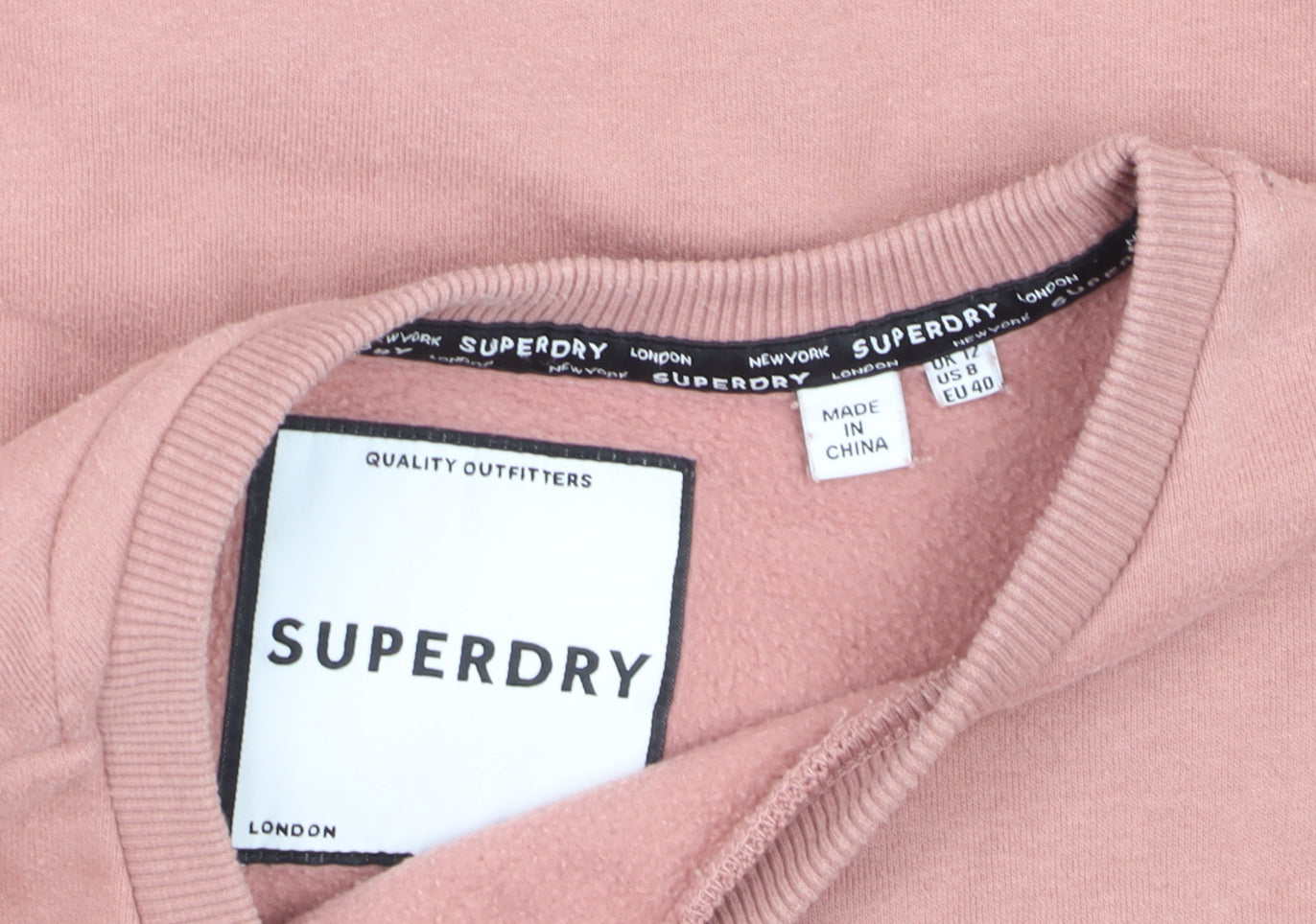 Superdry Women's Pink Pullover Sweatshirt UK 12 Cotton Blend Crew Neck